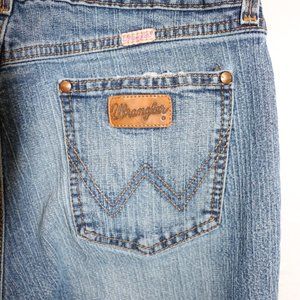 Wrangler 9/10x34 Western boot cut, Stone blue , light distressing